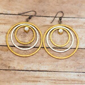 Vintage Multi Rings Elegant Two Tone Dangle Earrings - X26
